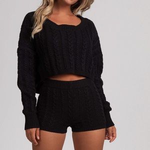 Meshki Onora Cable Knit Cropped Jumper Sweater